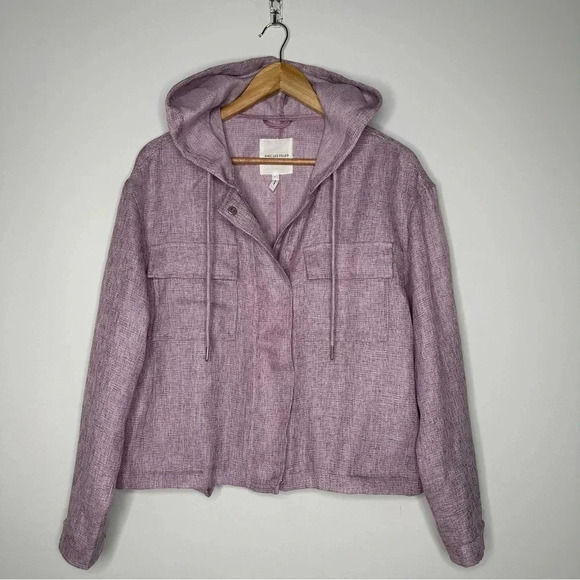 AVEC LES FILLES Anthropologie Lavender Lightweight Hooded Zip Up Jacket Large - Picture 1 of 9